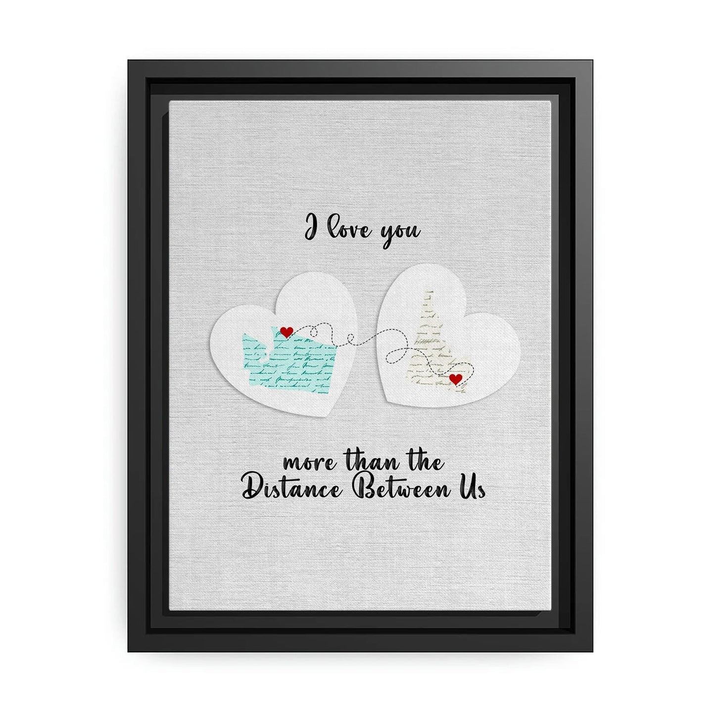 More Than The Distance Between Us - Personalized Anniversary or Valentine's Day gift for Long Distance Couple - Custom Canvas Print - MyMindfulGifts