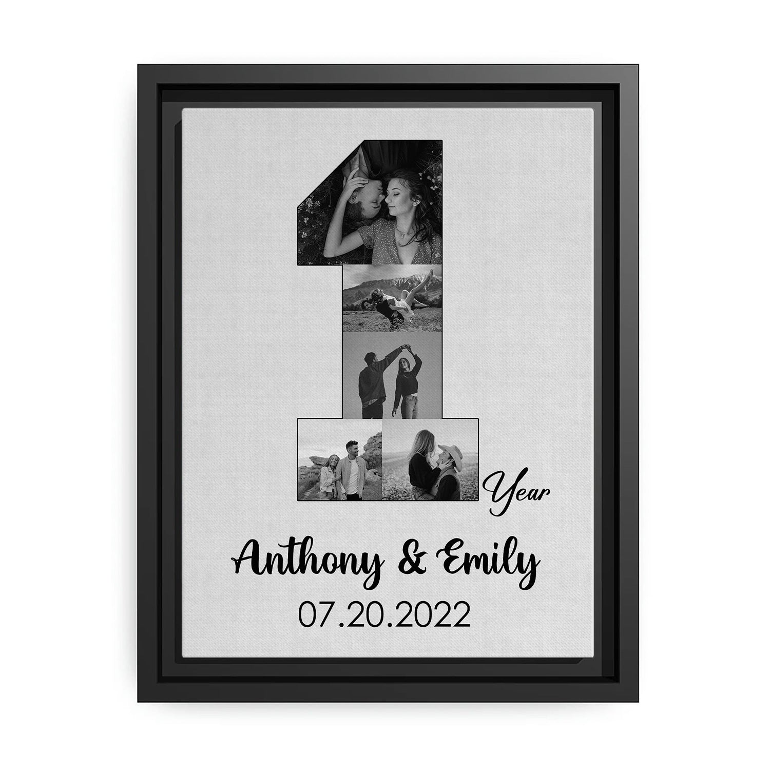 1st Year Anniversary Photo Collage - Personalized First Anniversary gifts for him for husband for wife - Custom Canvas - MyMindfulGifts