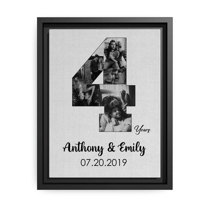 4th Year Anniversary Photo Collage - Personalized 4 Year Wedding Anniversary gift for Husband for Wife - Custom Canvas - MyMindfulGifts