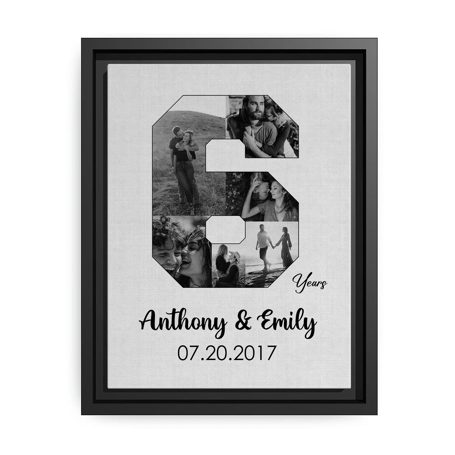 6th Anniversary Photo Collage - Personalized 6 Year Wedding Anniversary gift for Husband for Wife - Custom Canvas - MyMindfulGifts