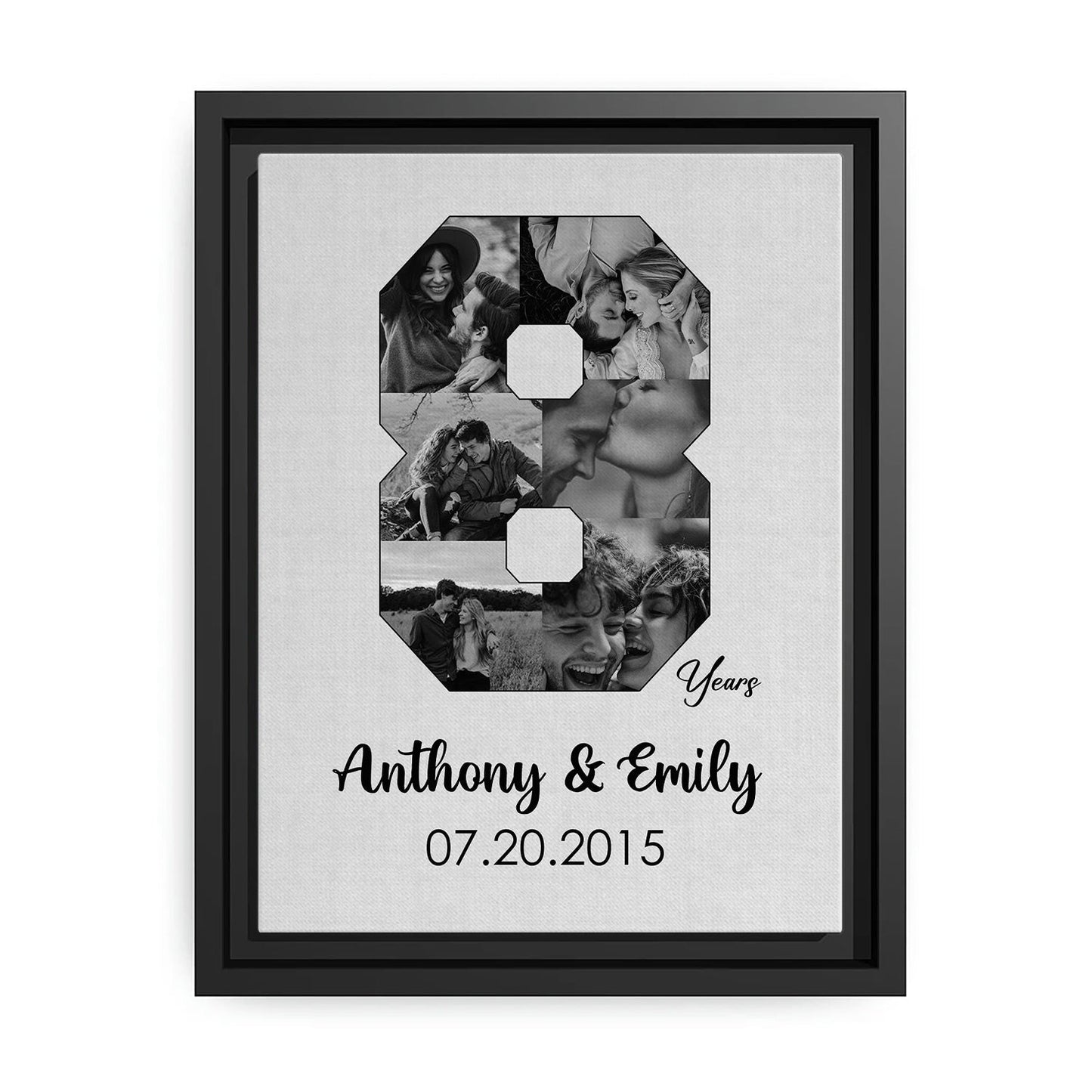 8th Year Anniversary Photo Collage - Personalized 8 Year Wedding Anniversary gift for Husband for Wife - Custom Canvas - MyMindfulGifts