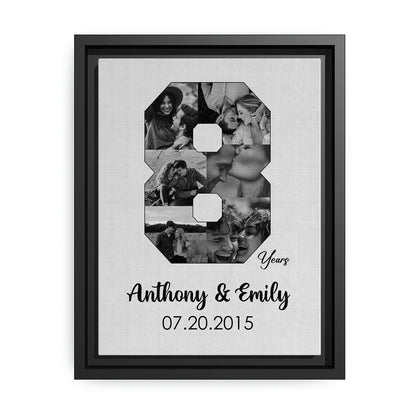 8th Year Anniversary Photo Collage - Personalized 8 Year Wedding Anniversary gift for Husband for Wife - Custom Canvas - MyMindfulGifts