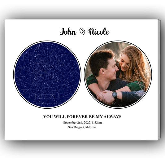 When The Stars Aligned - Personalized Anniversary or Valentine's Day gift for Couple - Custom Canvas - MyMindfulGifts