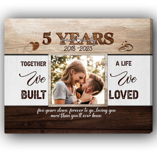 5th Year Together - Personalized 5 Year Anniversary gift for him for her - Custom Canvas - MyMindfulGifts