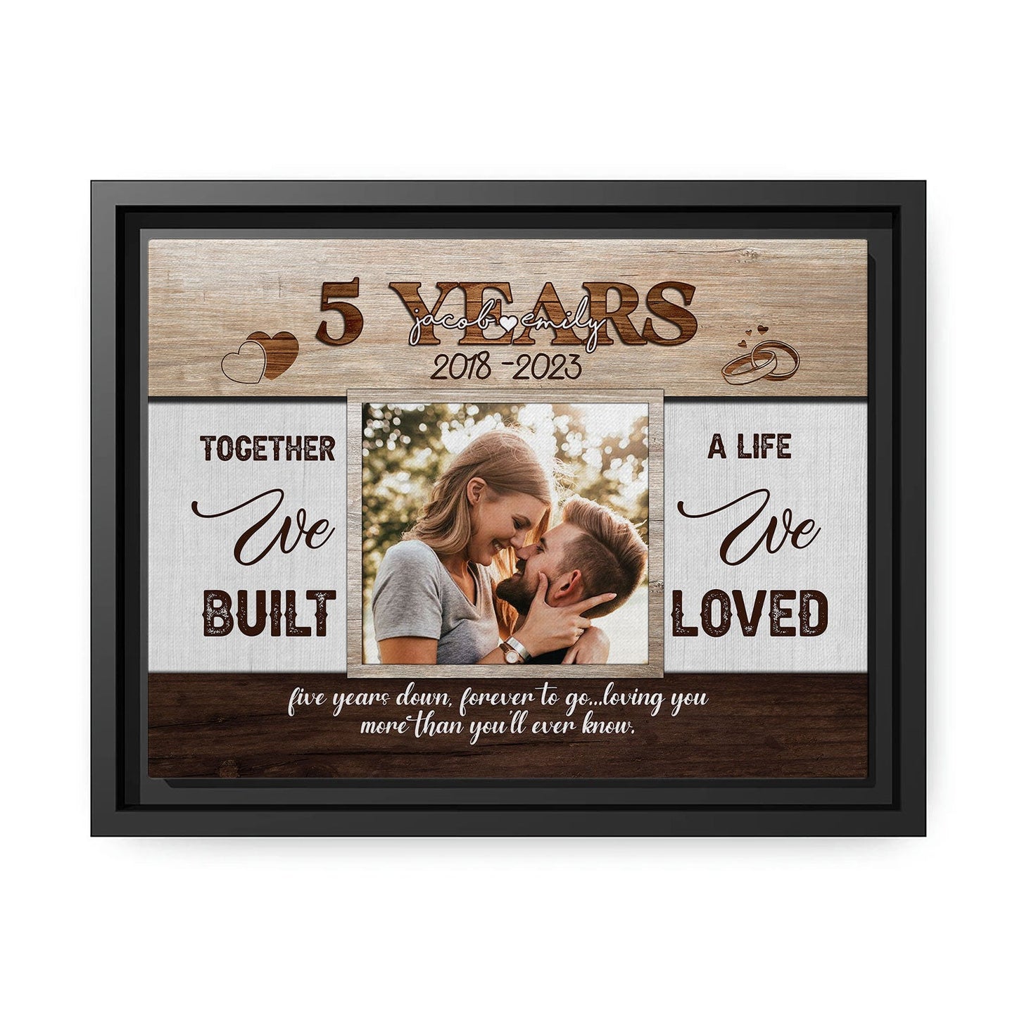 5th Year Together - Personalized 5 Year Anniversary gift for him for her - Custom Canvas - MyMindfulGifts