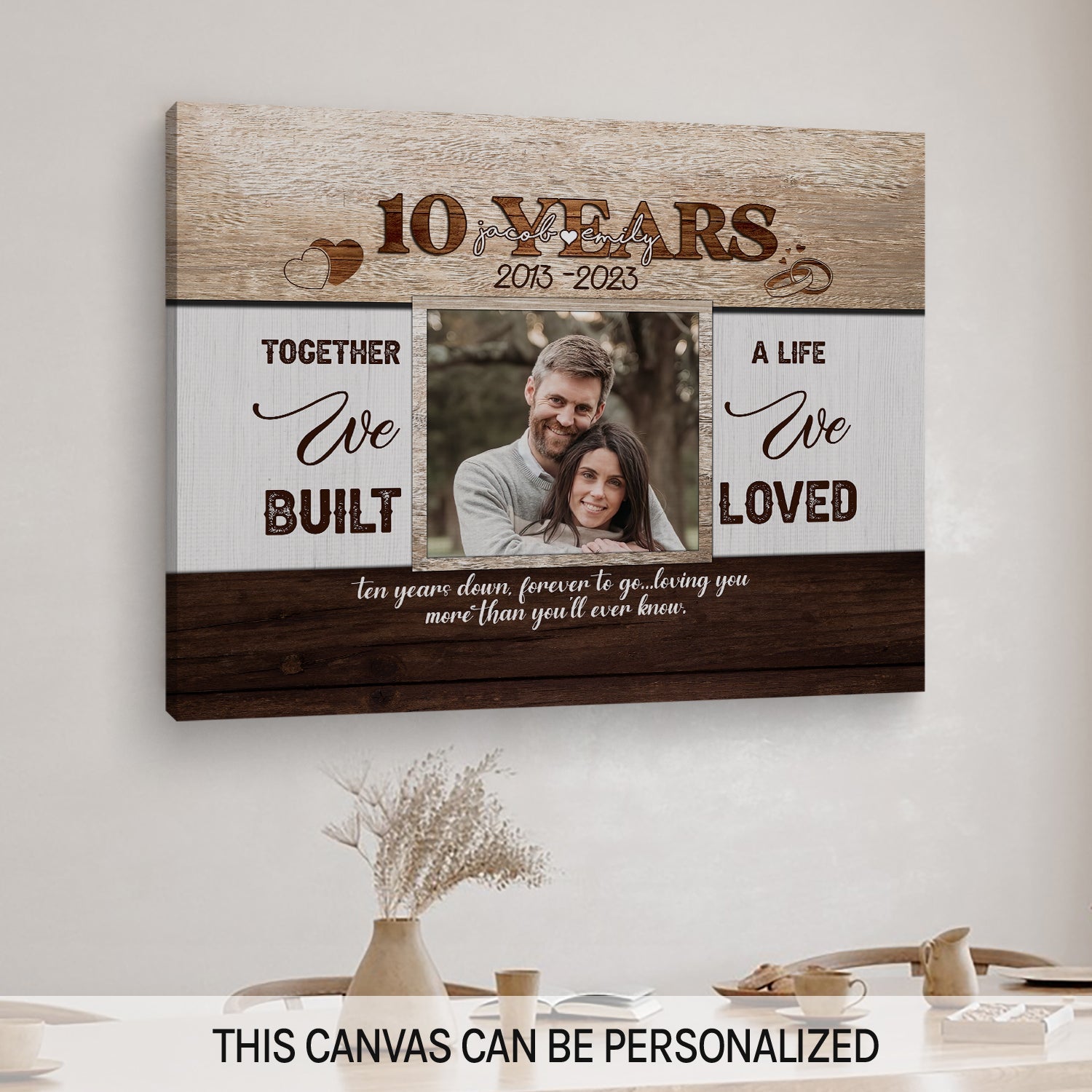 10th Year Together - Personalized 10 Year Anniversary gift for Husband or Wife - Custom Canvas - MyMindfulGifts