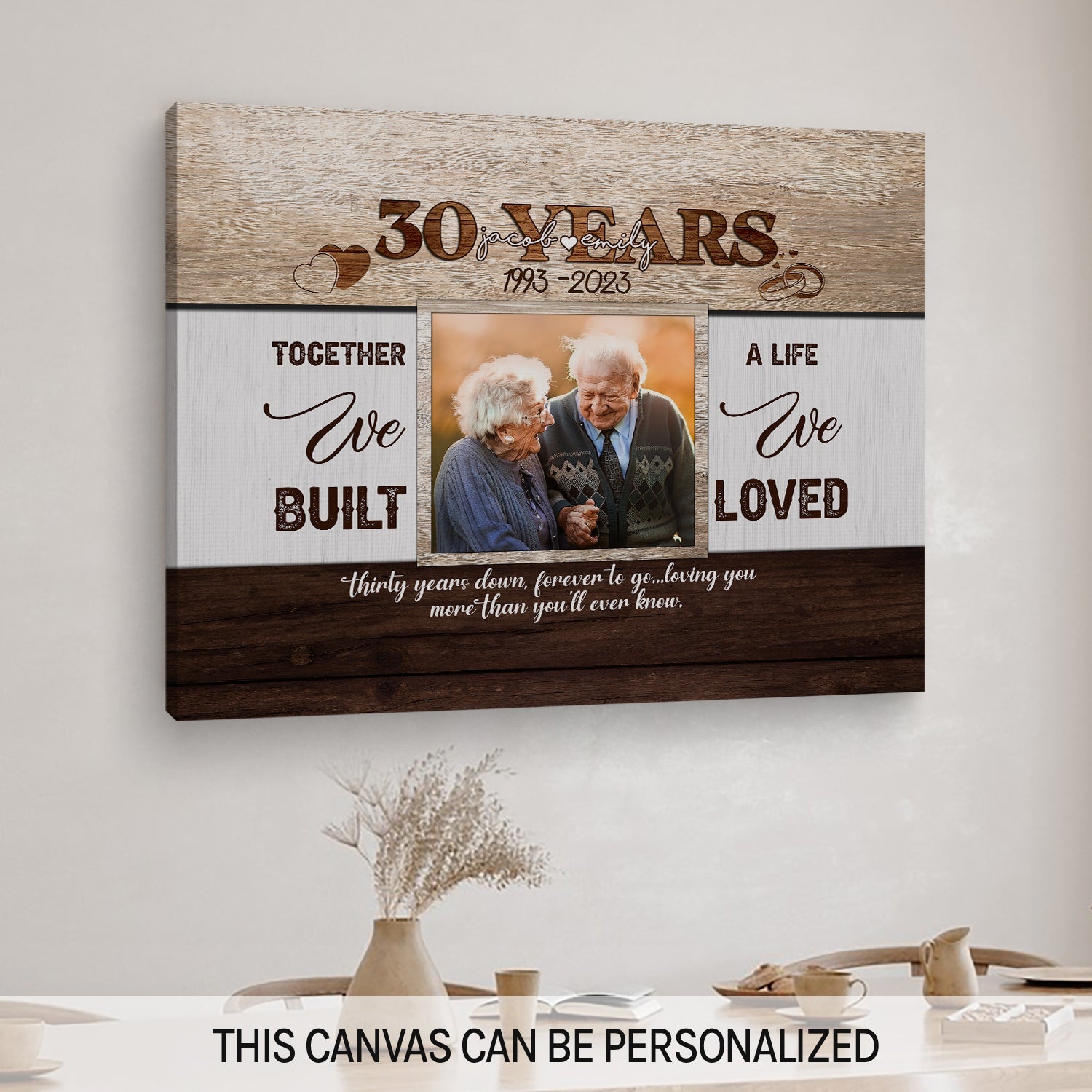 30th Year Together - Personalized 30 Year Anniversary gift for Husband or Wife - Custom Canvas - MyMindfulGifts