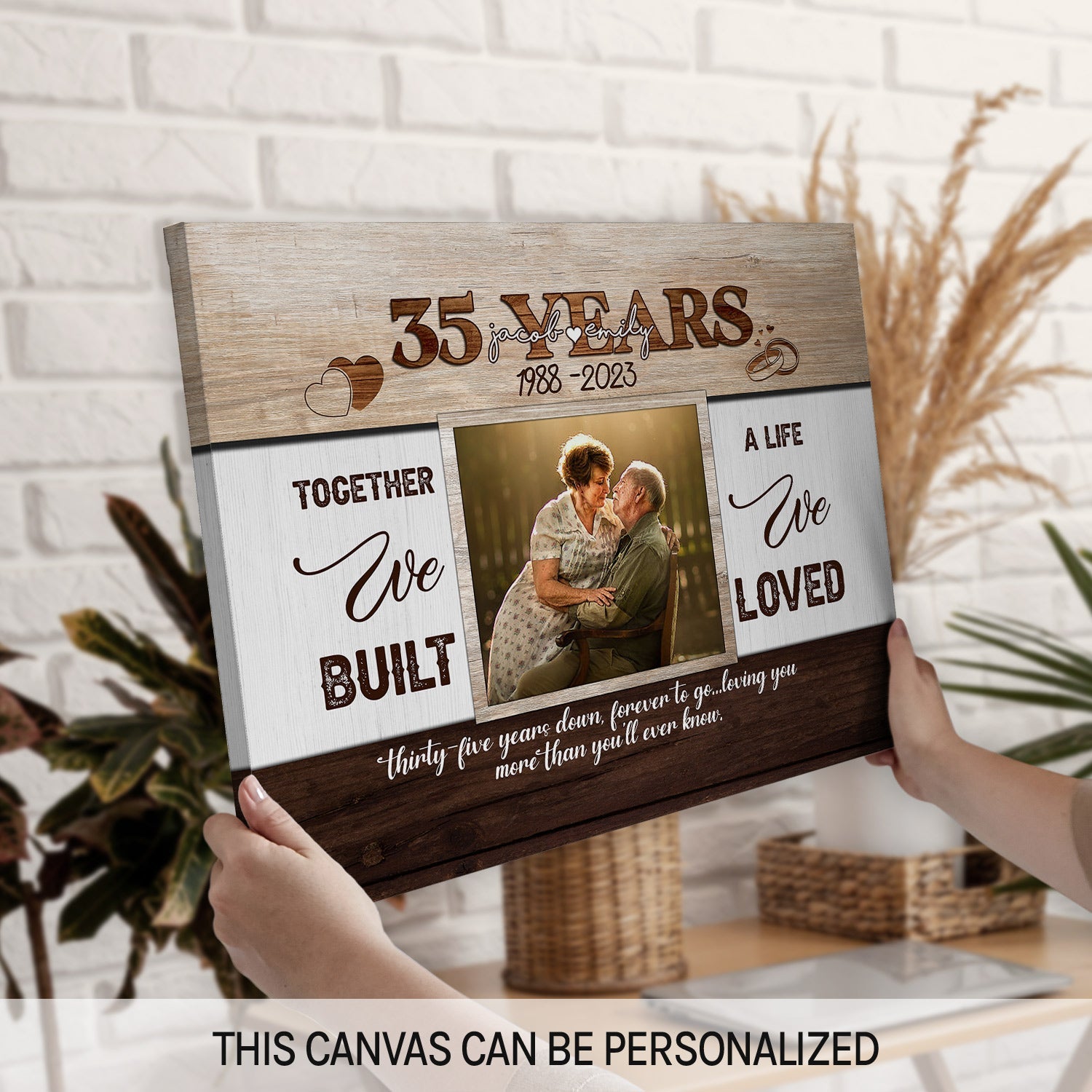 35th Year Together - Personalized 35 Year Anniversary gift for Husband or Wife - Custom Canvas - MyMindfulGifts