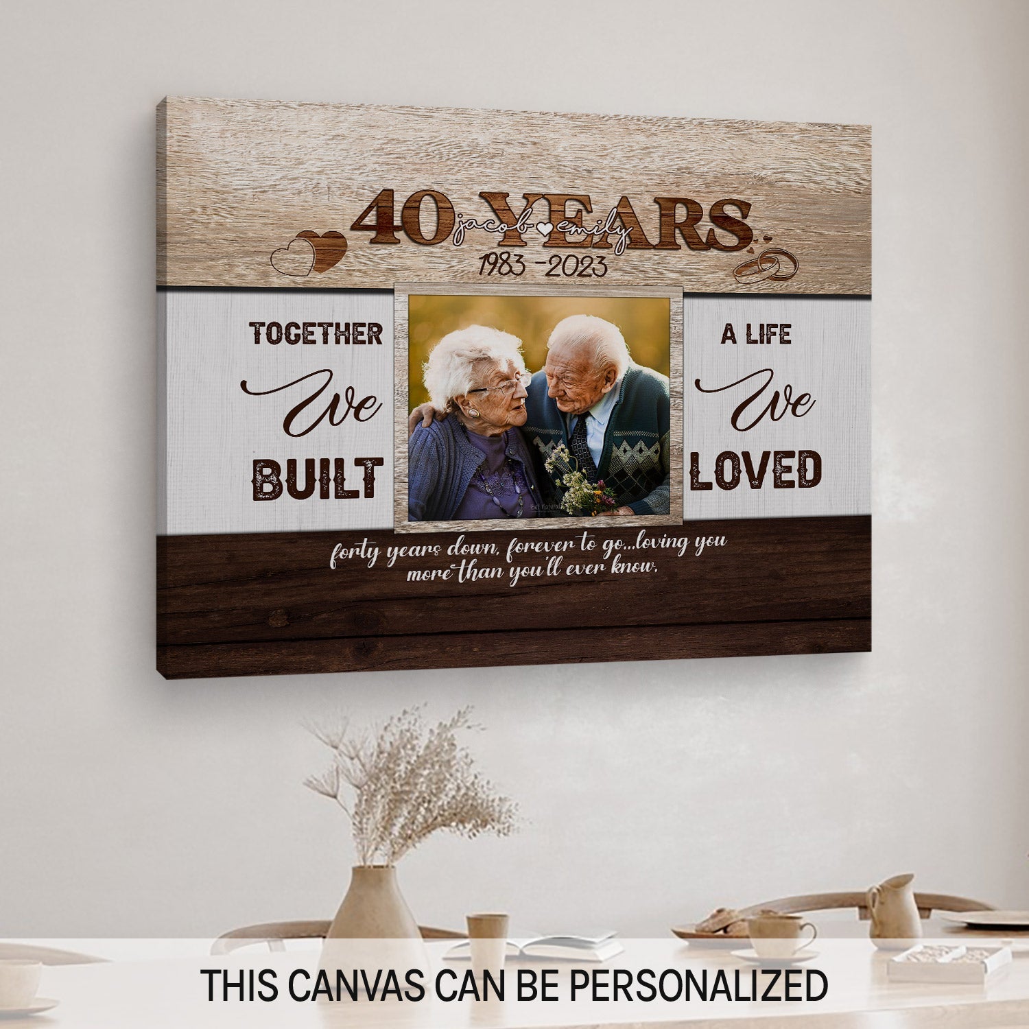 40th Year Together - Personalized 40 Year Anniversary gift for Husband or Wife - Custom Canvas - MyMindfulGifts