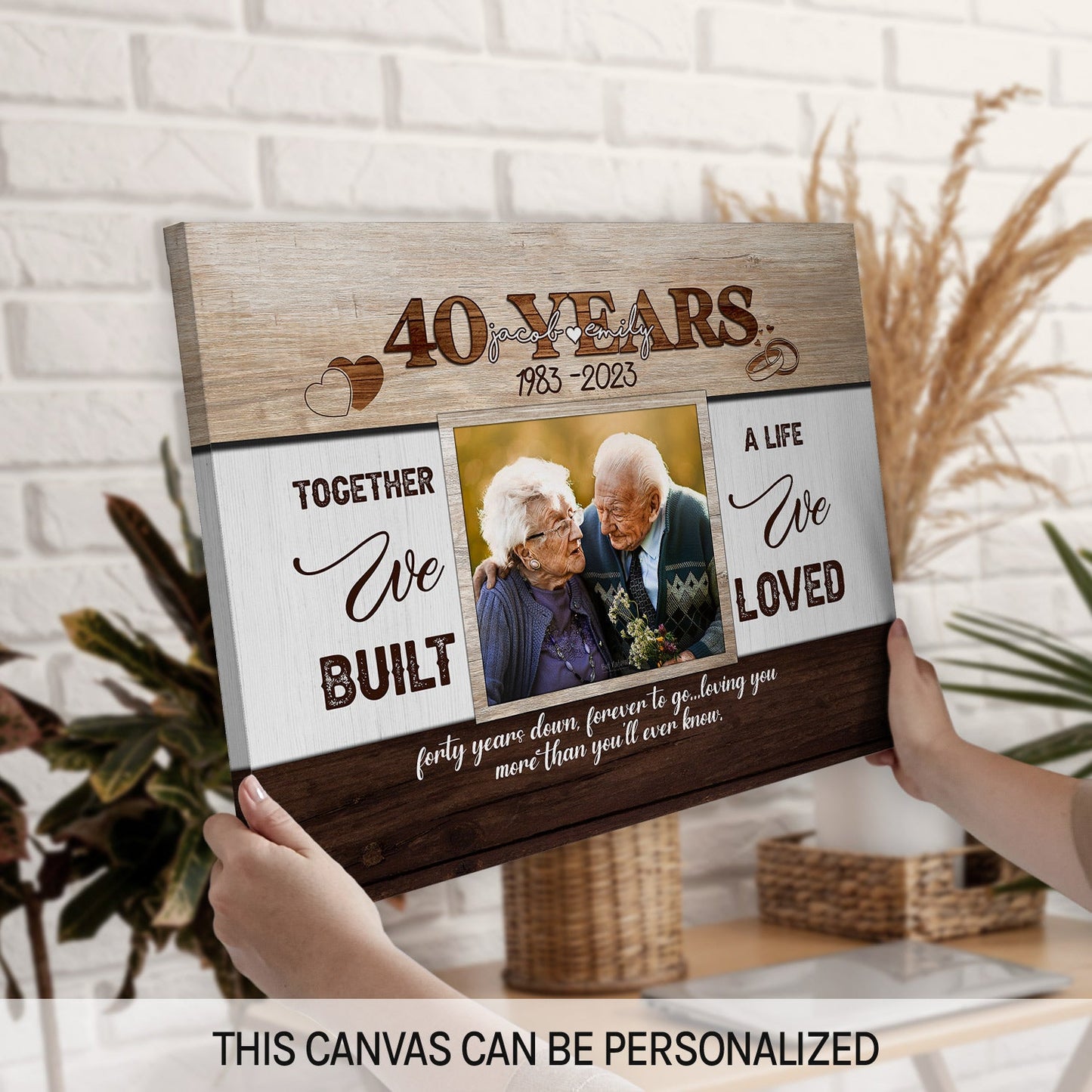 40th Year Together - Personalized 40 Year Anniversary gift for Husband or Wife - Custom Canvas - MyMindfulGifts