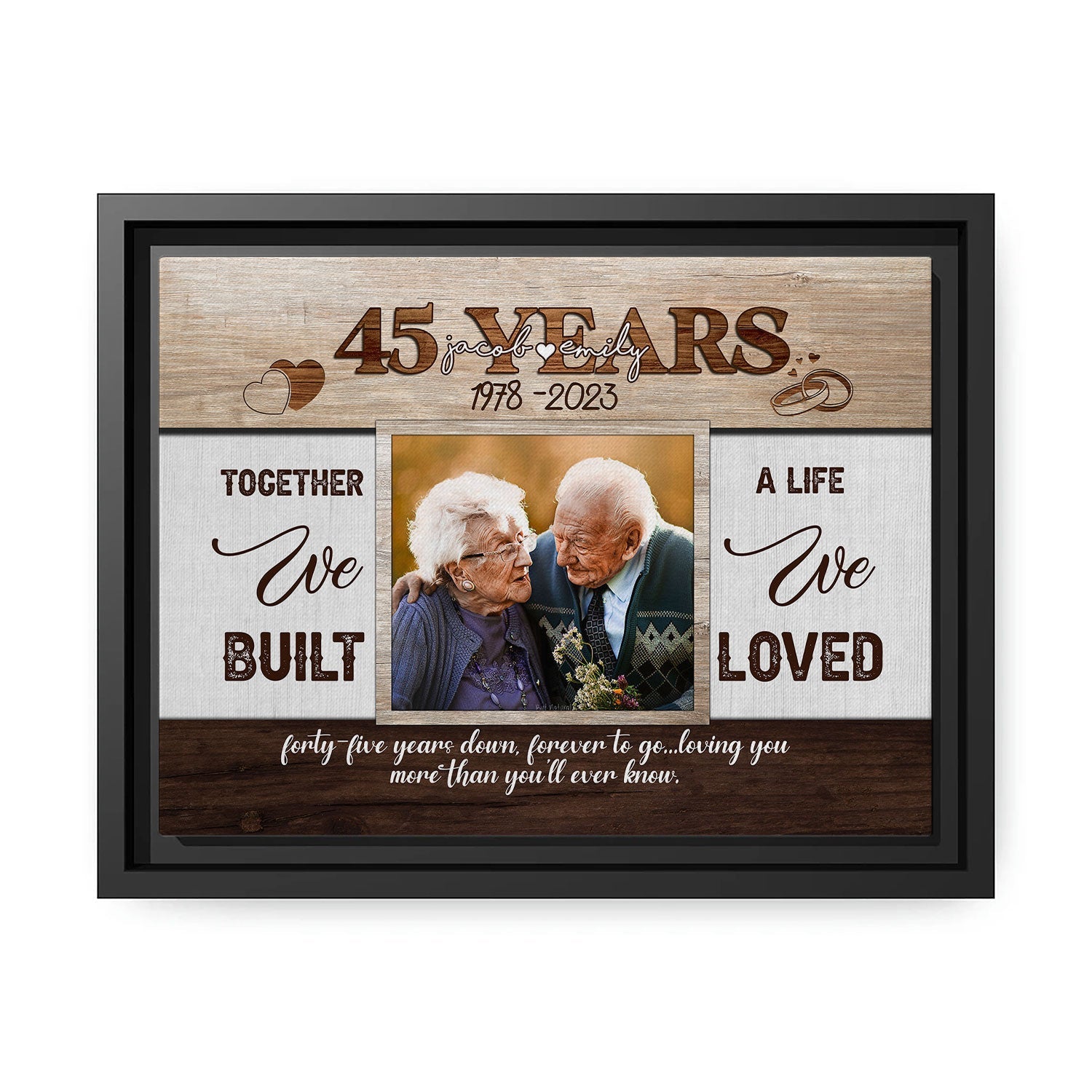 45th Year Together - Personalized 45 Year Anniversary gift for Husband or Wife - Custom Canvas - MyMindfulGifts