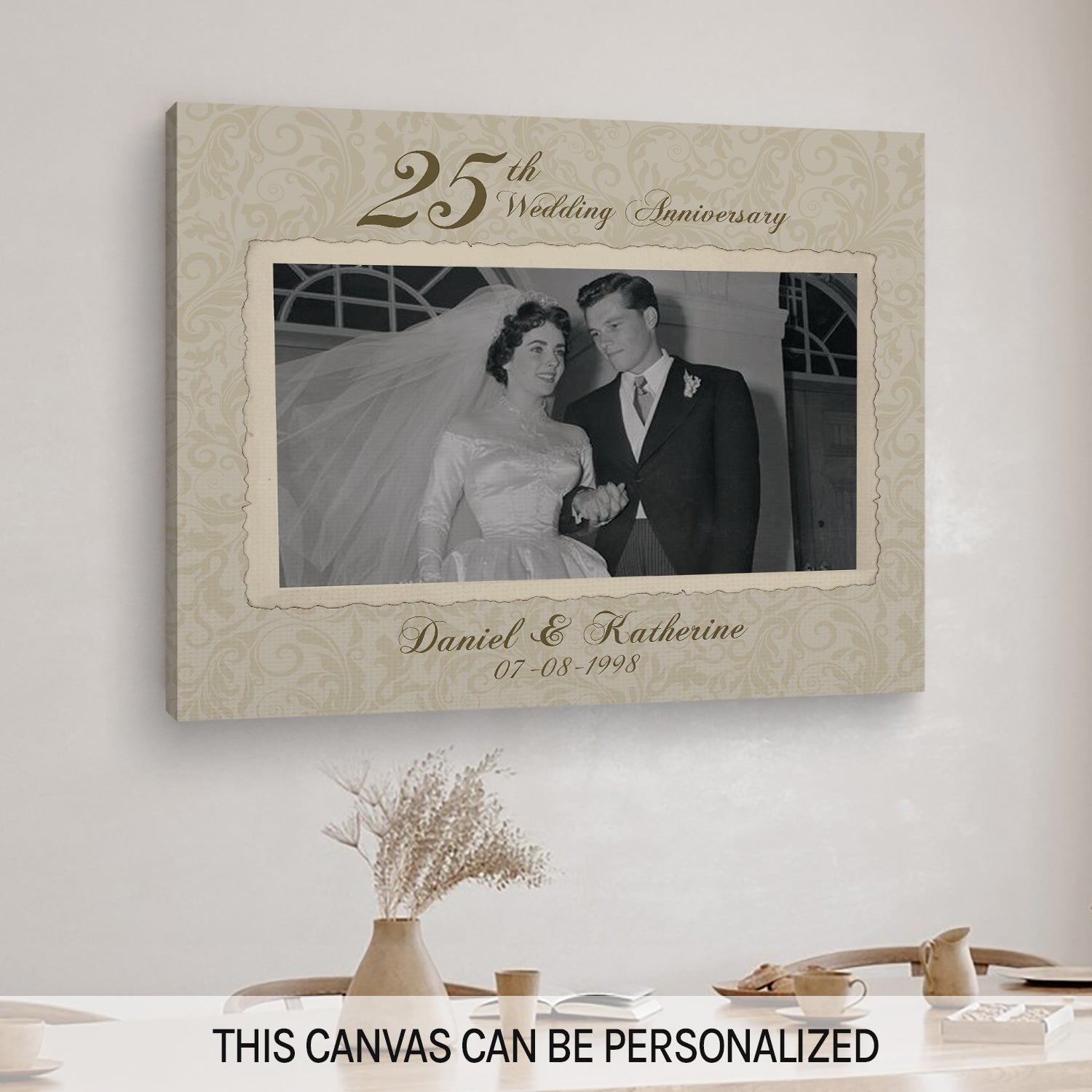 25th Wedding Anniversary - Personalized 25 Year Anniversary gift for him for her - Custom Canvas - MyMindfulGifts