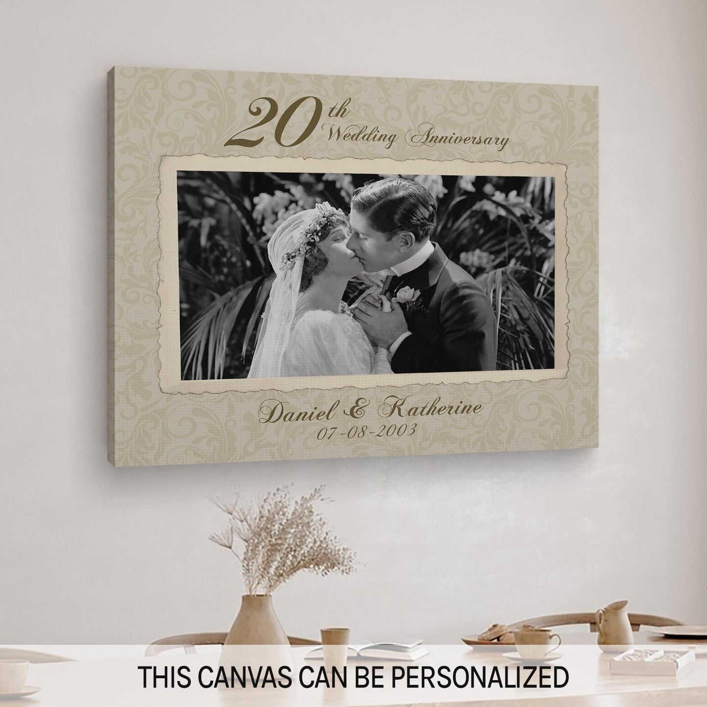 20th Wedding Anniversary - Personalized 20 Year Anniversary gift for him for her - Custom Canvas - MyMindfulGifts