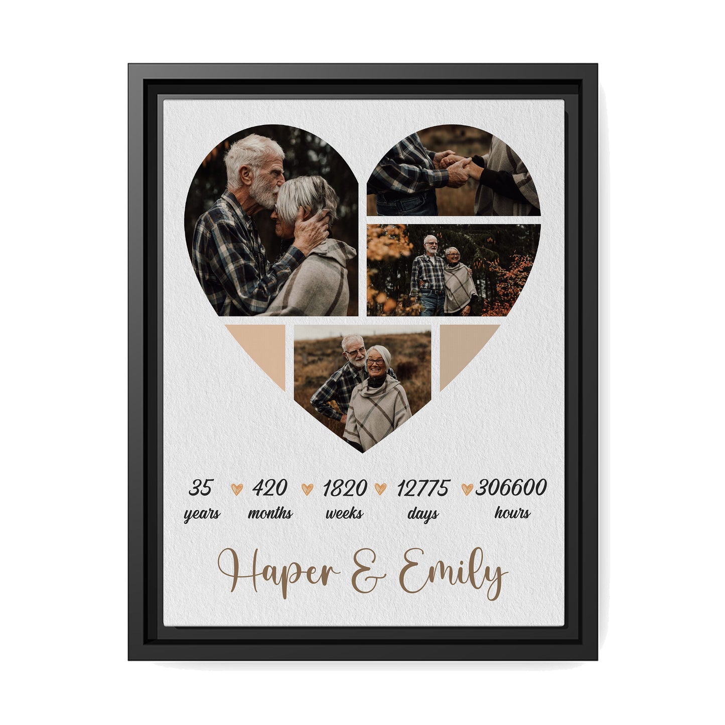 35 Year Anniversary Heart Shaped Photo - Personalized 35 Year Anniversary gift for him for her - Custom Canvas - MyMindfulGifts