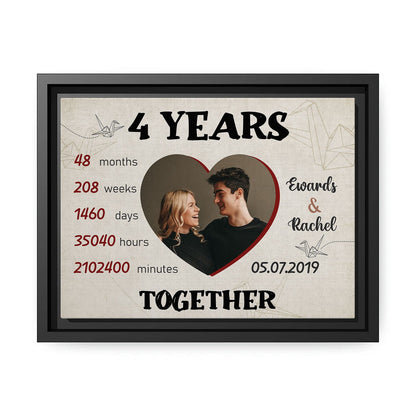 4 Years Together - Personalized 4 Year Anniversary gift for Husband or Wife - Custom Canvas - MyMindfulGifts