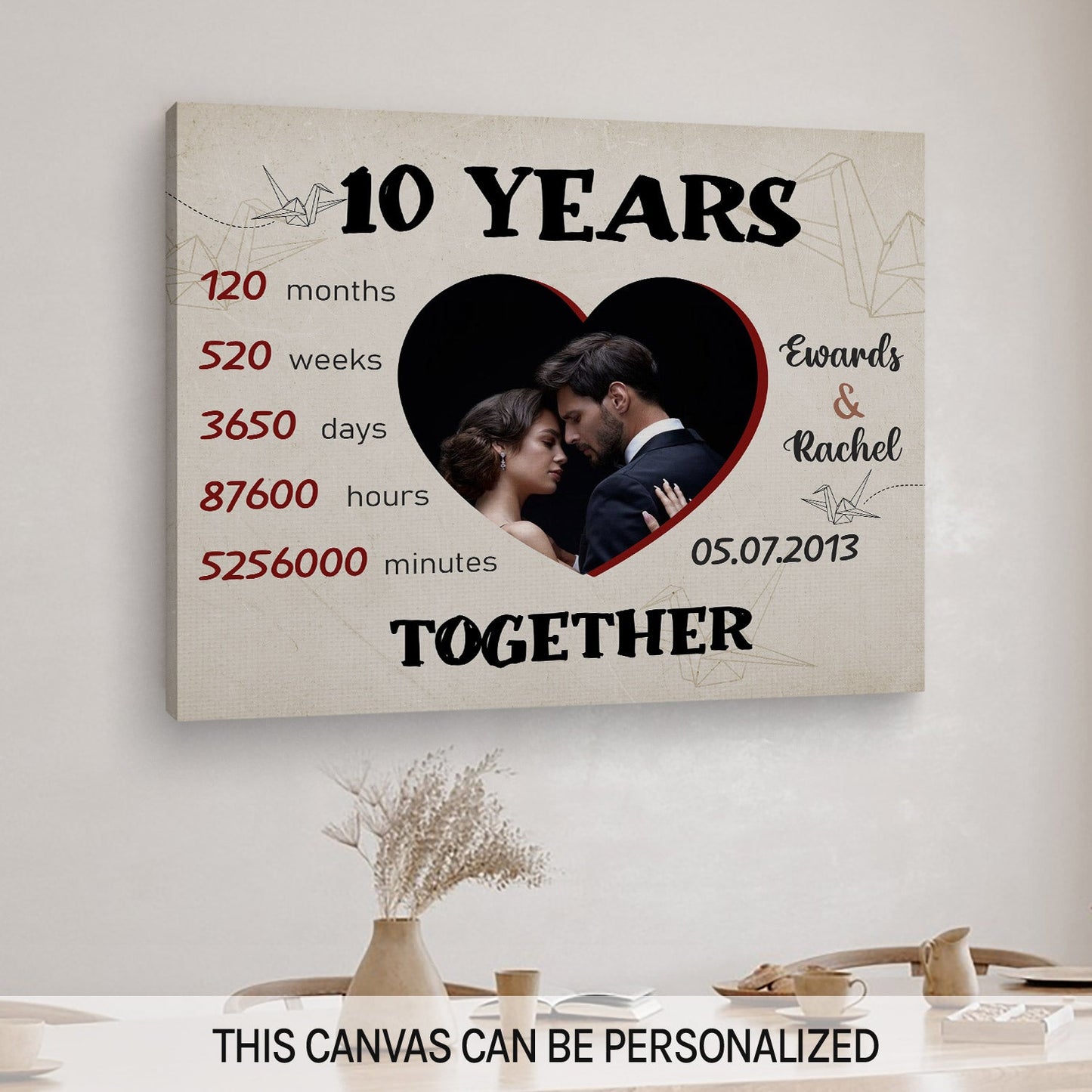 Personalized 10 Year Anniversary gift for him for her - 10 Years