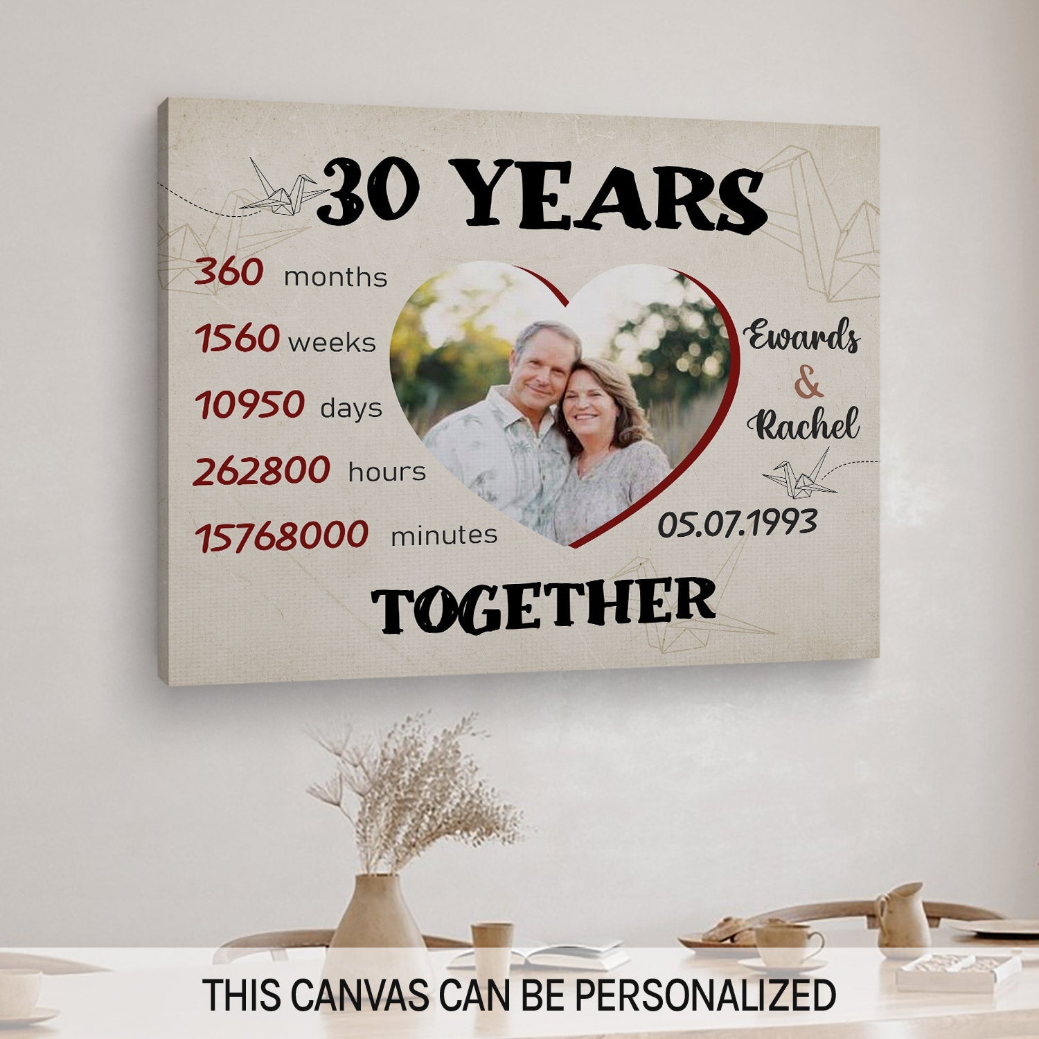 Personalized 30th Anniversary gift for Parents, Him or Her 30