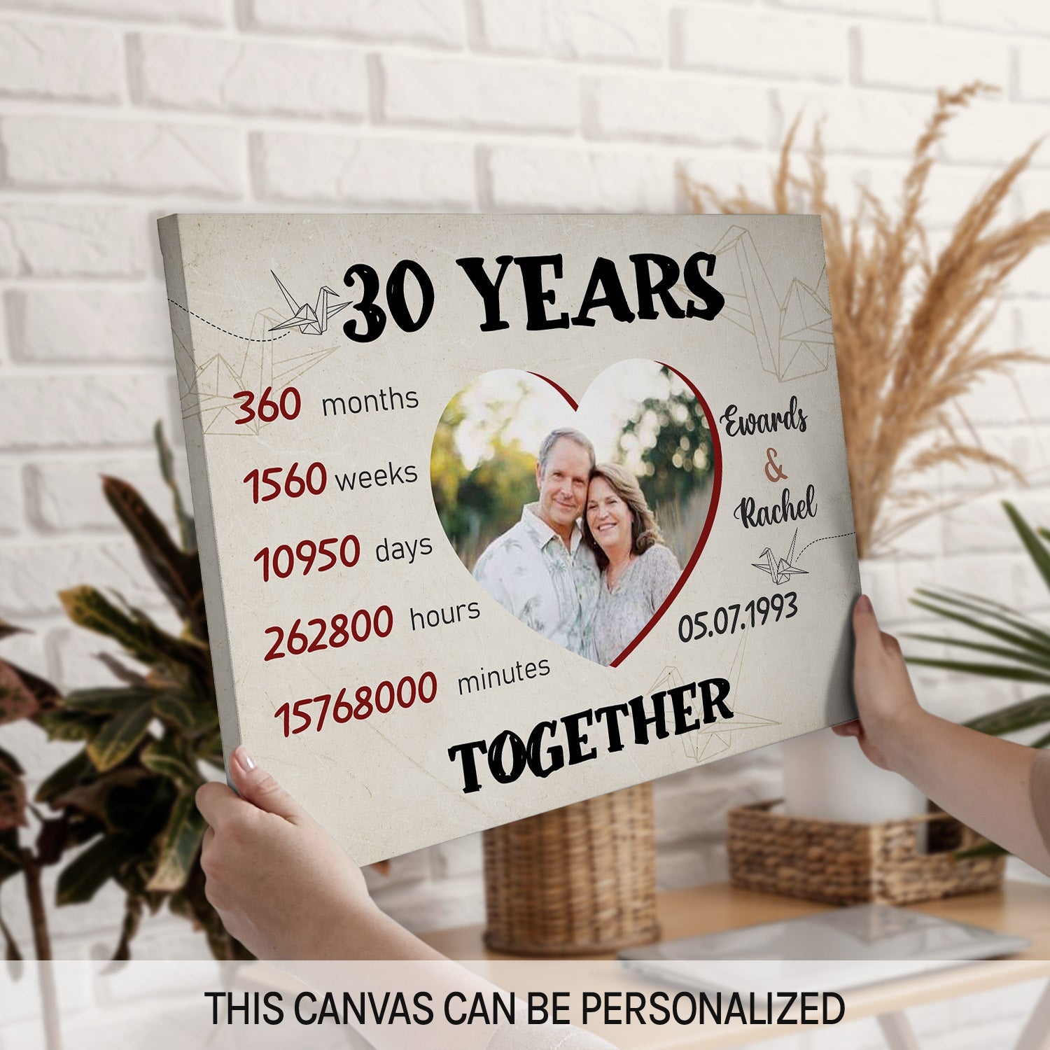 30 Years Together - Personalized 30 Year Anniversary gift for him for her - Custom Canvas - MyMindfulGifts