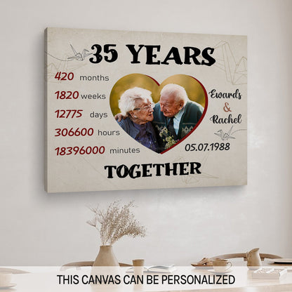 35 Years Together - Personalized 35 Year Anniversary gift for him for her - Custom Canvas - MyMindfulGifts