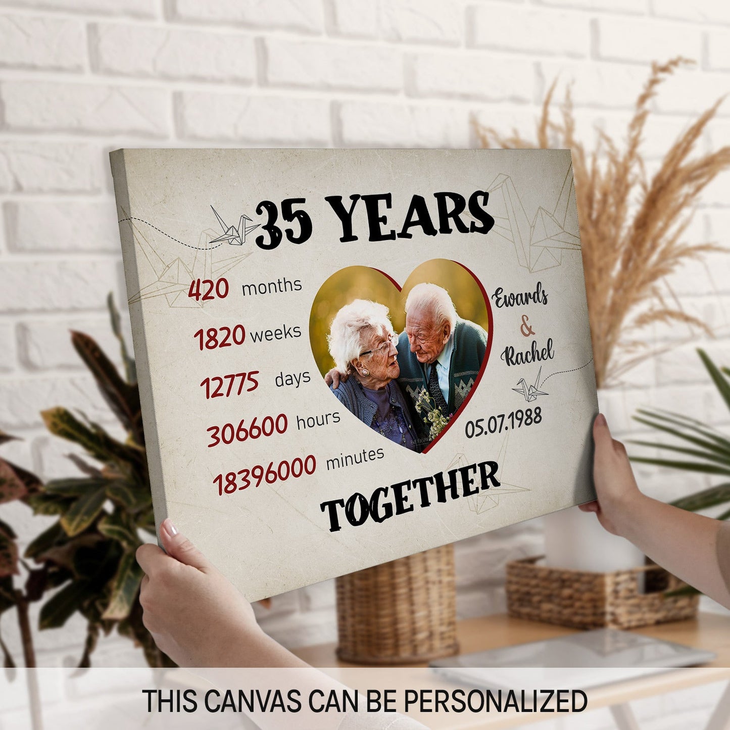 35 Years Together - Personalized 35 Year Anniversary gift for him for her - Custom Canvas - MyMindfulGifts