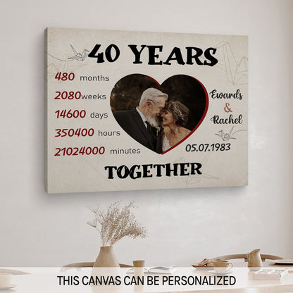 40 Years Together - Personalized 40 Year Anniversary gift for him for her - Custom Canvas - MyMindfulGifts