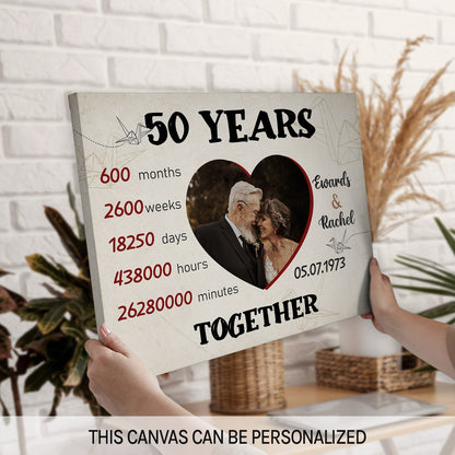 50 Years Together - Personalized 50 Year Anniversary gift for Husband or Wife - Custom Canvas - MyMindfulGifts