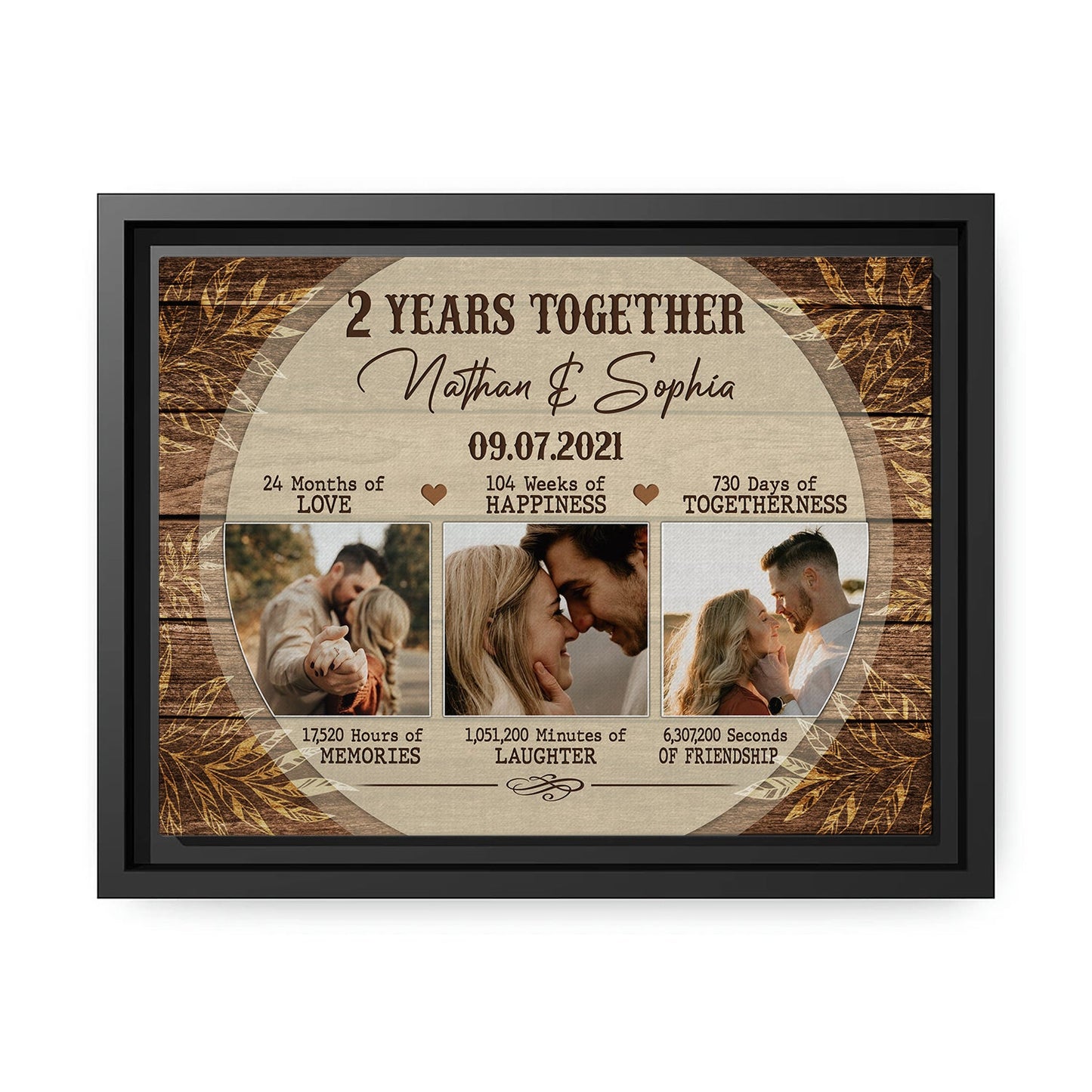 2nd Year Together - Personalized 2 Year Anniversary gift for Husband or Wife - Custom Canvas - MyMindfulGifts