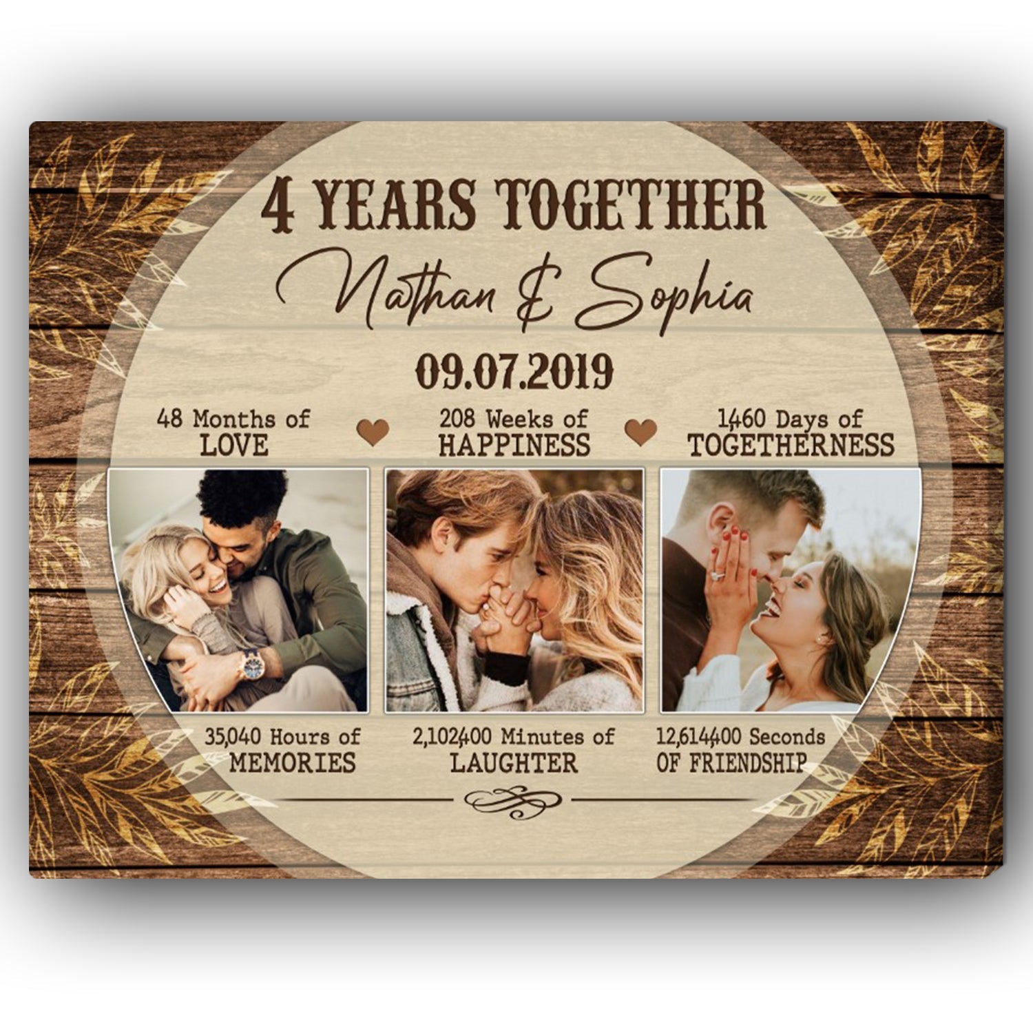 4th Linen 4 Years Wedding Anniversary Frame - Message – Butterfly Designs