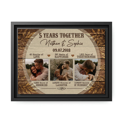 5th Year Together - Personalized 5 Year Anniversary gift for him for her - Custom Canvas - MyMindfulGifts