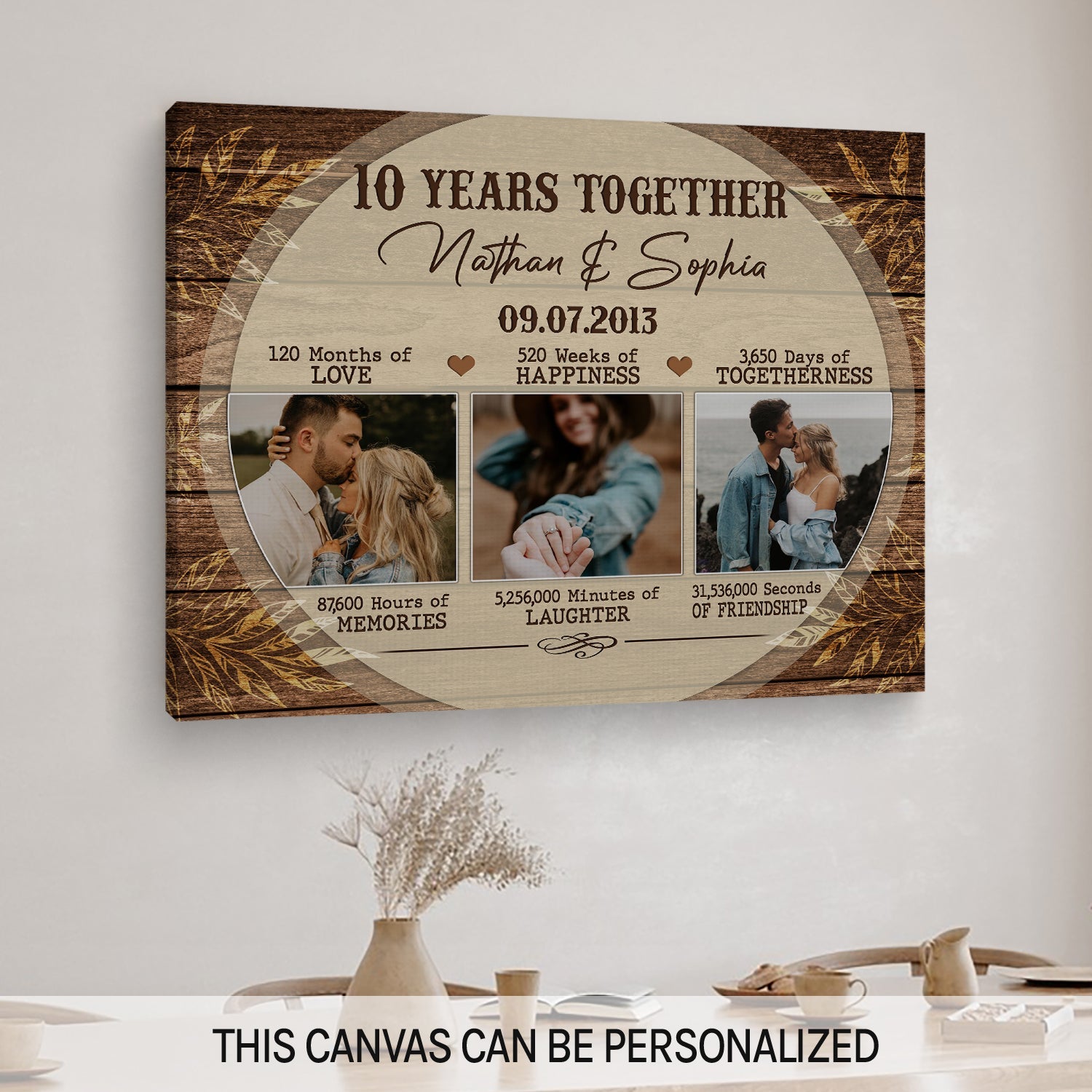 1st 10th Wedding Anniversary Gifts PERSONALISED for Husband Wife