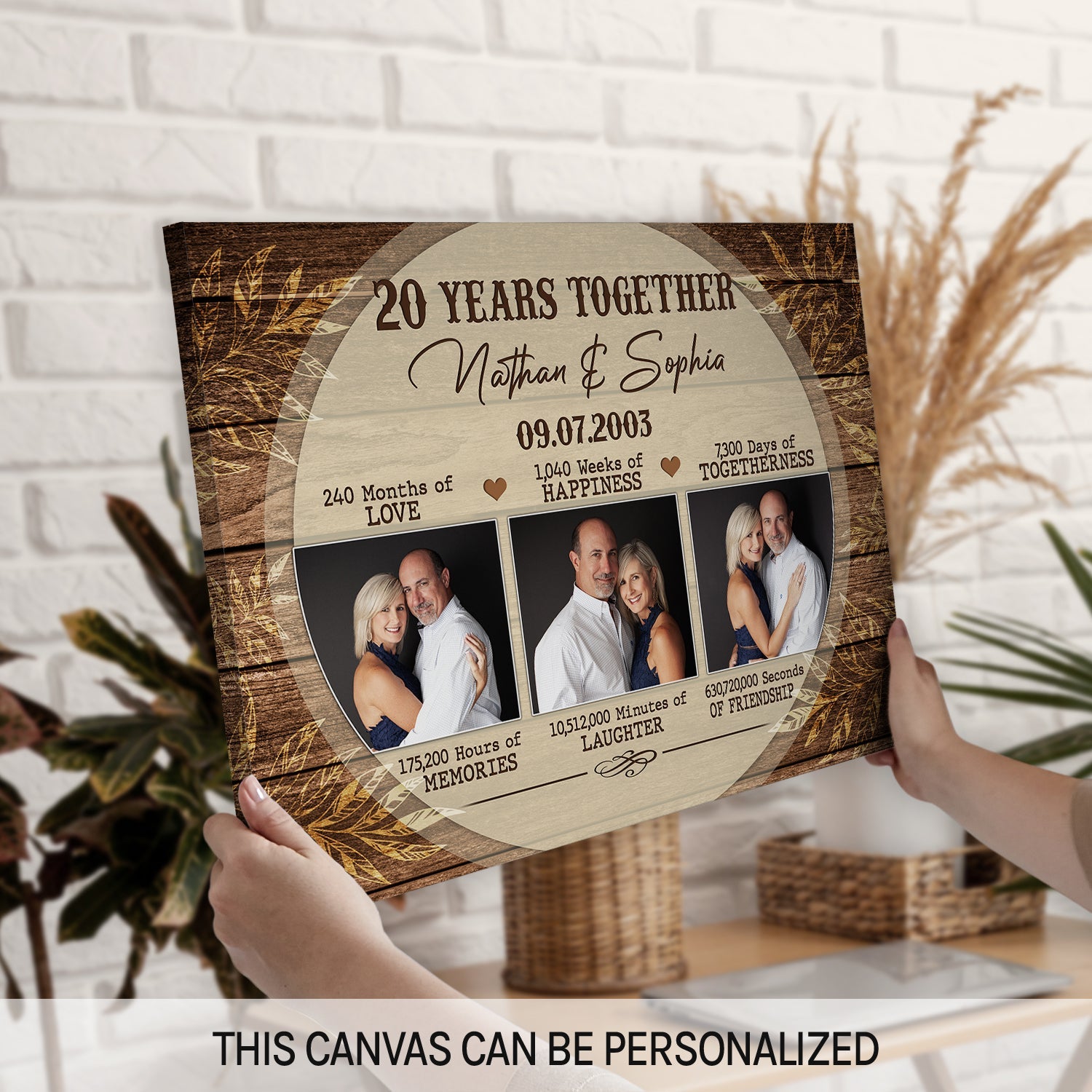 20th Anniversary Gift Custom Photo Canvas, Personalised 20th Wedding  Anniversary Gifts, 20 Years Married Gift Wife Husband Present
