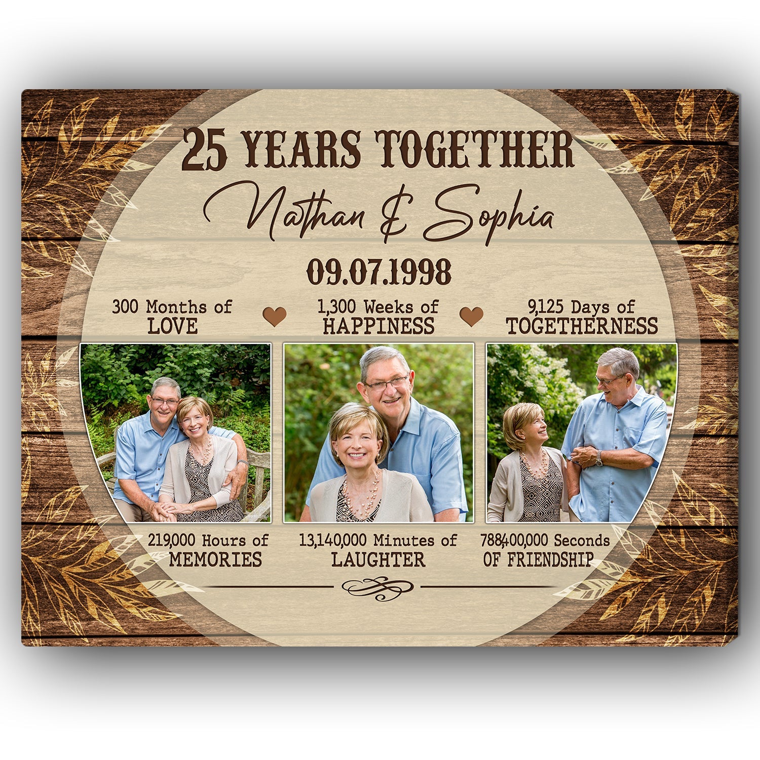 25th Year Together - Personalized 25 Year Anniversary gift for Husband or Wife - Custom Canvas Print - MyMindfulGifts