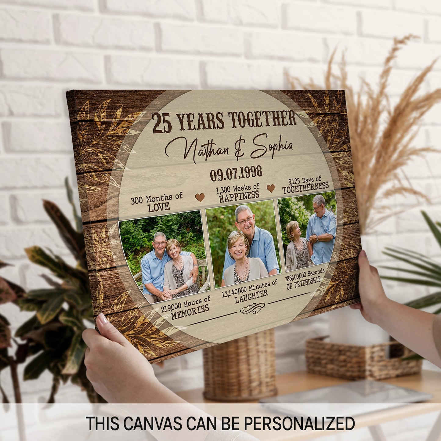 25th Year Together - Personalized 25 Year Anniversary gift for Husband or Wife - Custom Canvas Print - MyMindfulGifts