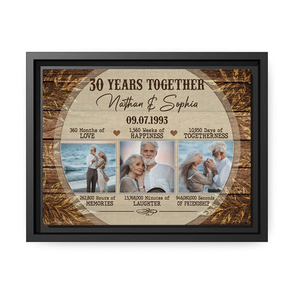 30th Year Together - Personalized 30 Year Anniversary gift for him for her - Custom Canvas - MyMindfulGifts