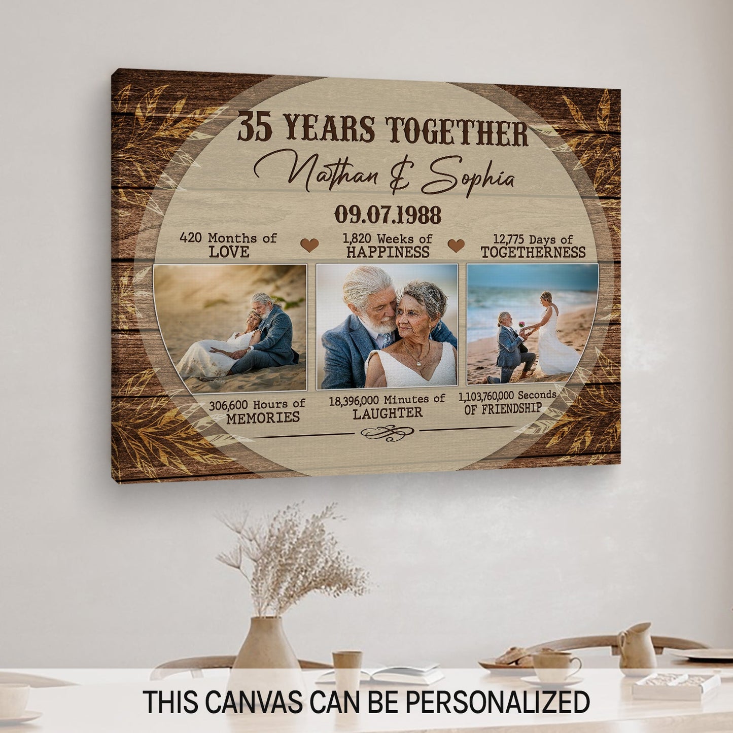 35th Year Together - Personalized 35 Year Anniversary gift for him for her - Custom Canvas - MyMindfulGifts