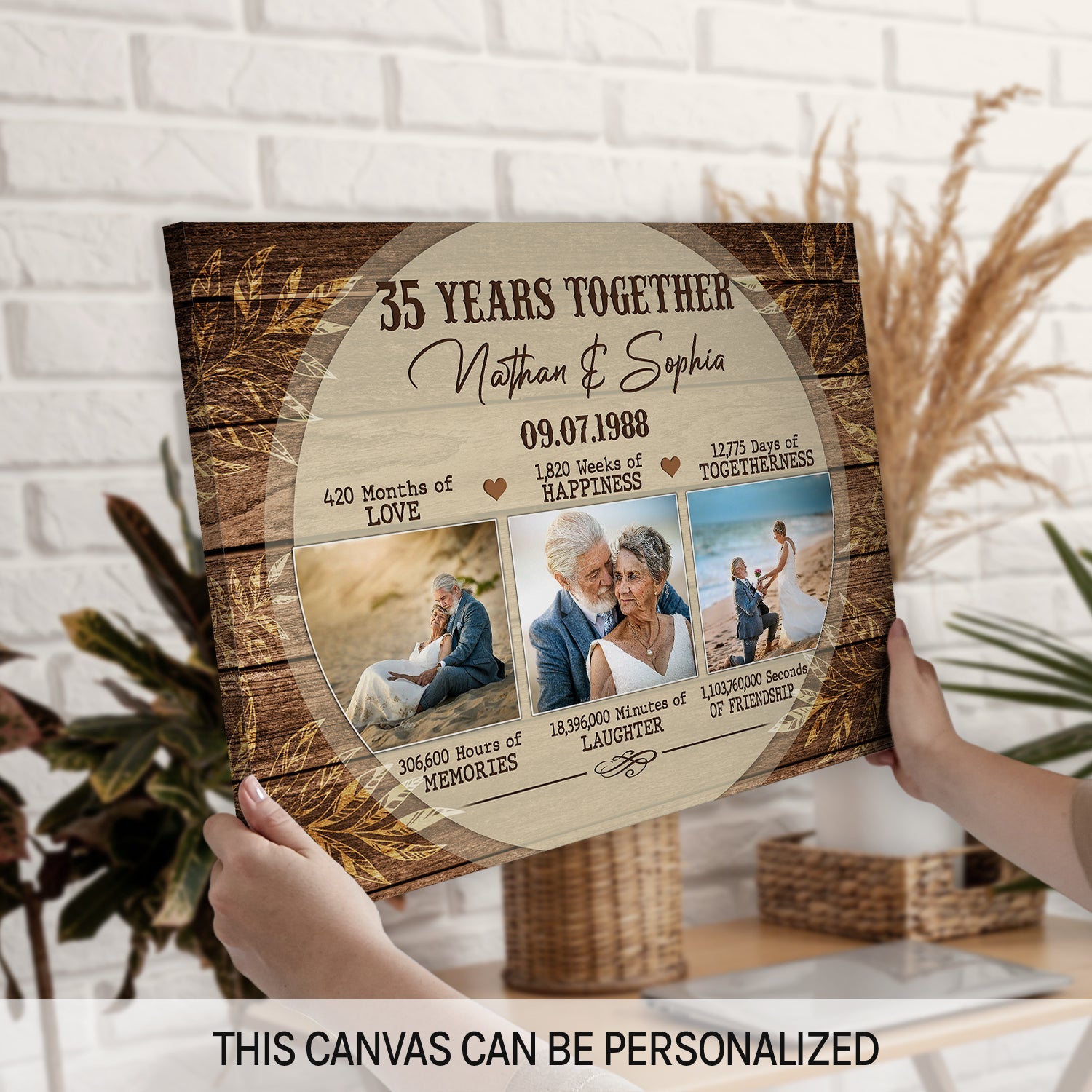 35th Year Together - Personalized 35 Year Anniversary gift for him for her - Custom Canvas - MyMindfulGifts