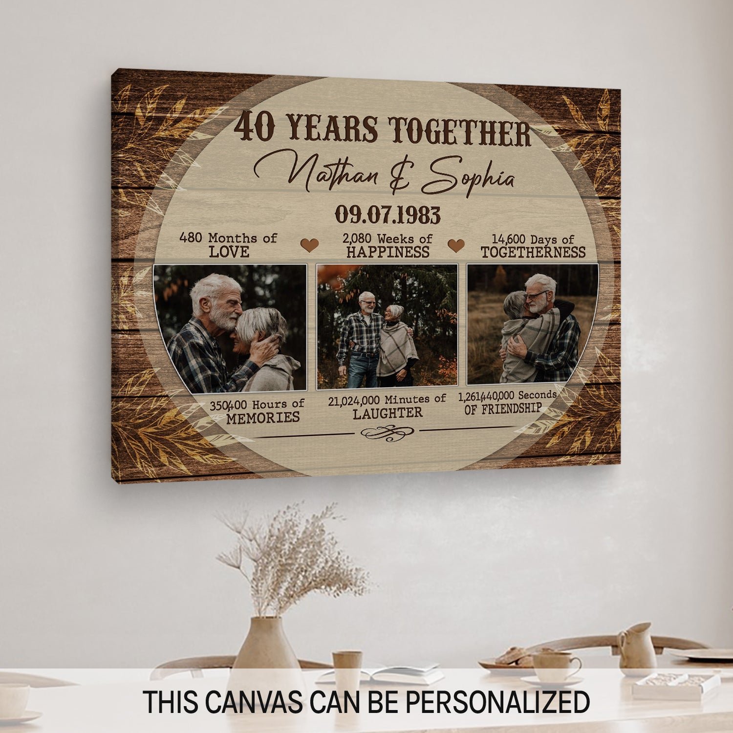 40th Year Together - Personalized 40 Year Anniversary gift for him for her - Custom Canvas - MyMindfulGifts