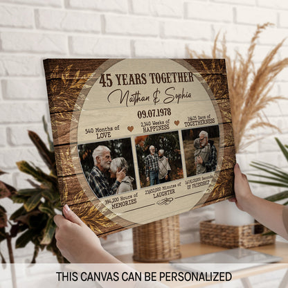 45th Year Together - Personalized 45 Year Anniversary gift for him for her - Custom Canvas - MyMindfulGifts