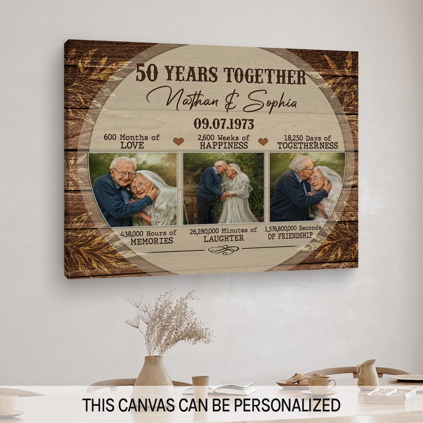 50th Year Together - Personalized 50 Year Anniversary gift for him for her - Custom Canvas - MyMindfulGifts