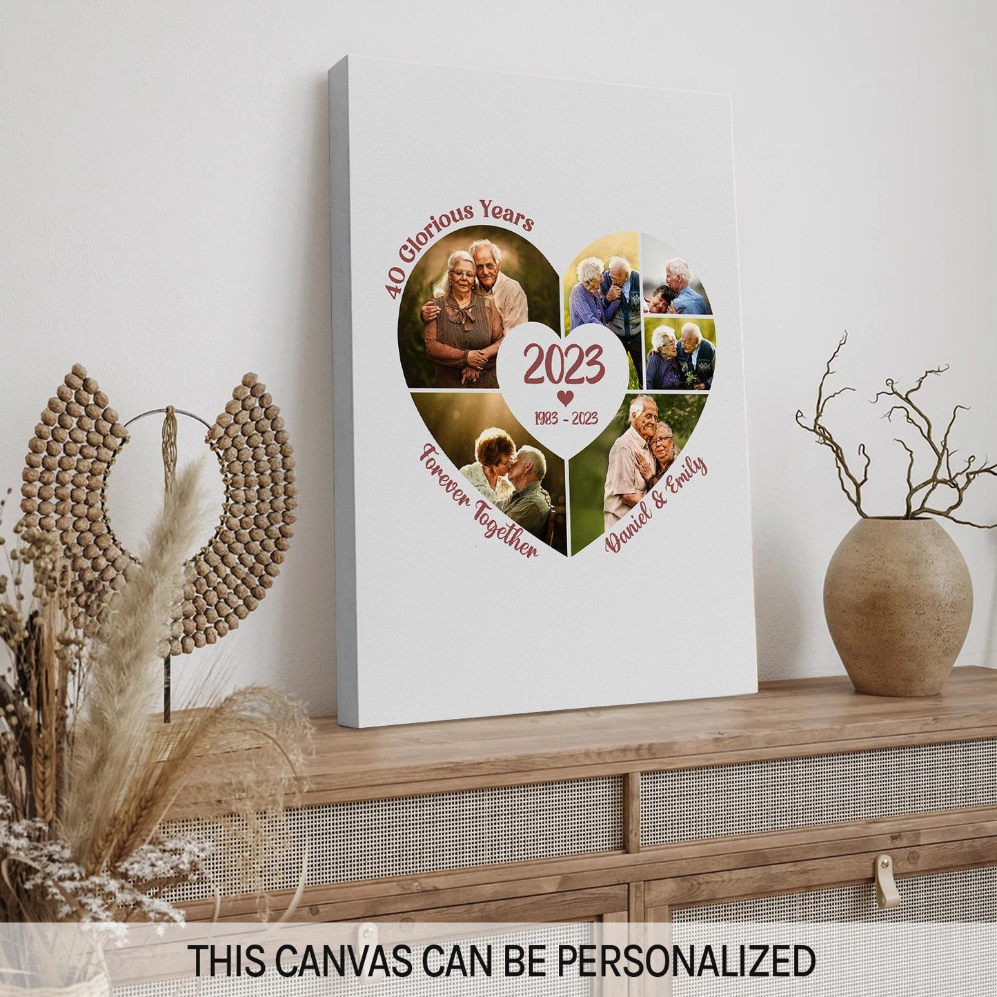 40 Glorious Years Photo Collage - Personalized 40 Year Anniversary gift for him for her - Custom Canvas - MyMindfulGifts