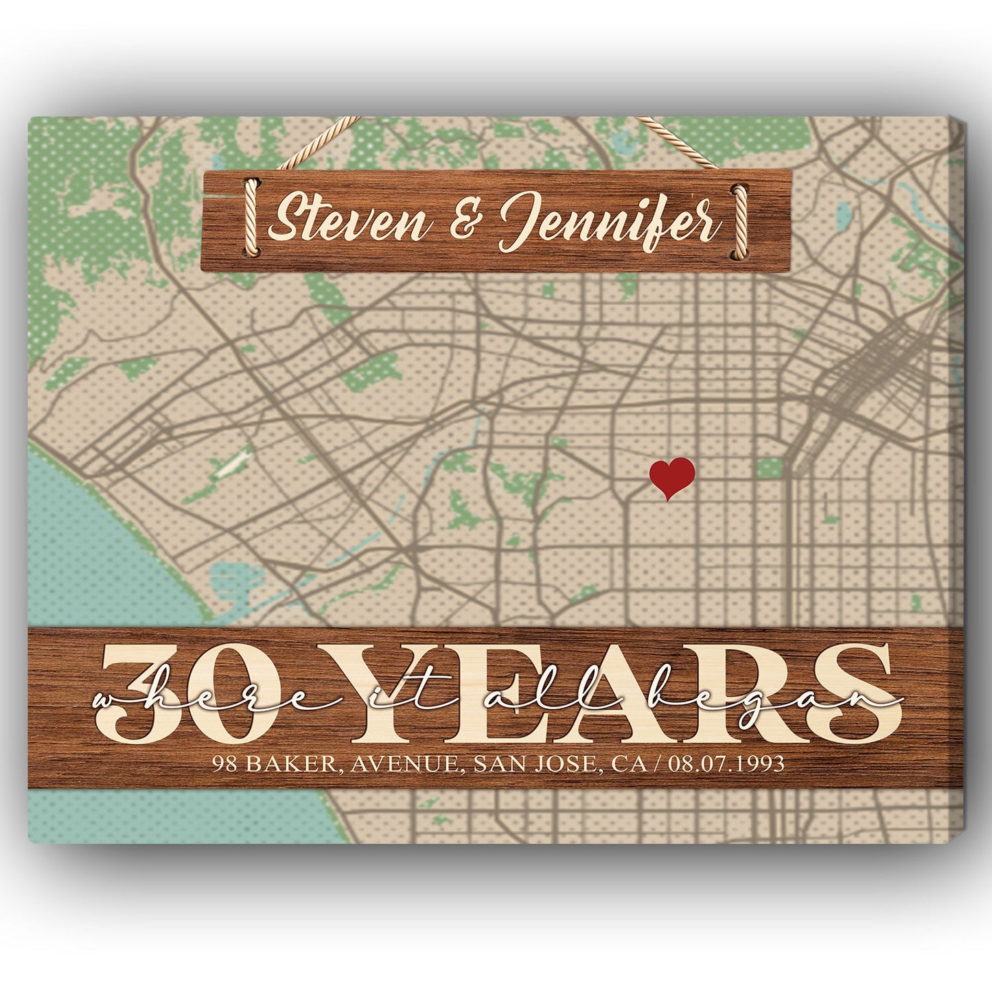 Where It All Began 30th Year - Personalized 30 Year Anniversary gift for him for her - Custom Canvas - MyMindfulGifts