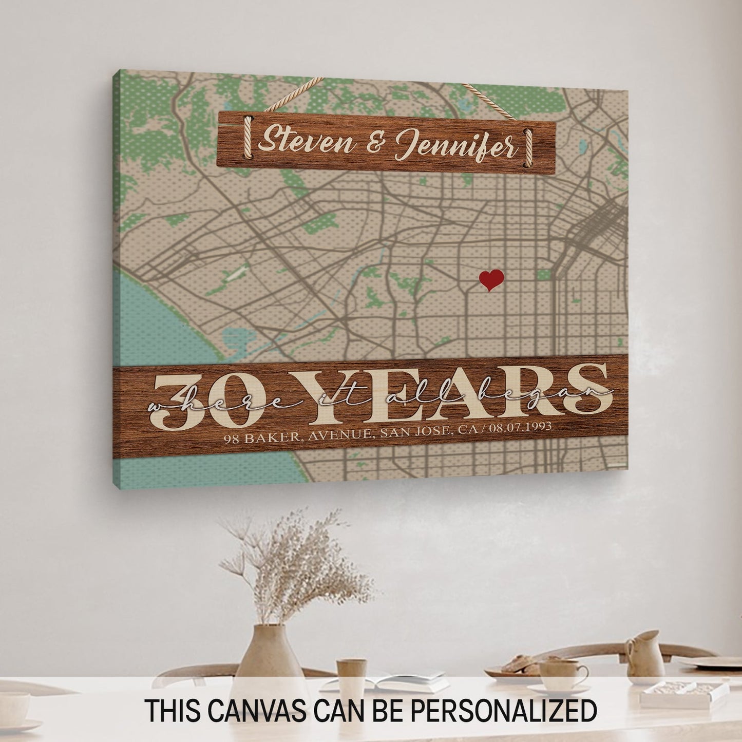 Where It All Began 30th Year - Personalized 30 Year Anniversary gift for him for her - Custom Canvas - MyMindfulGifts