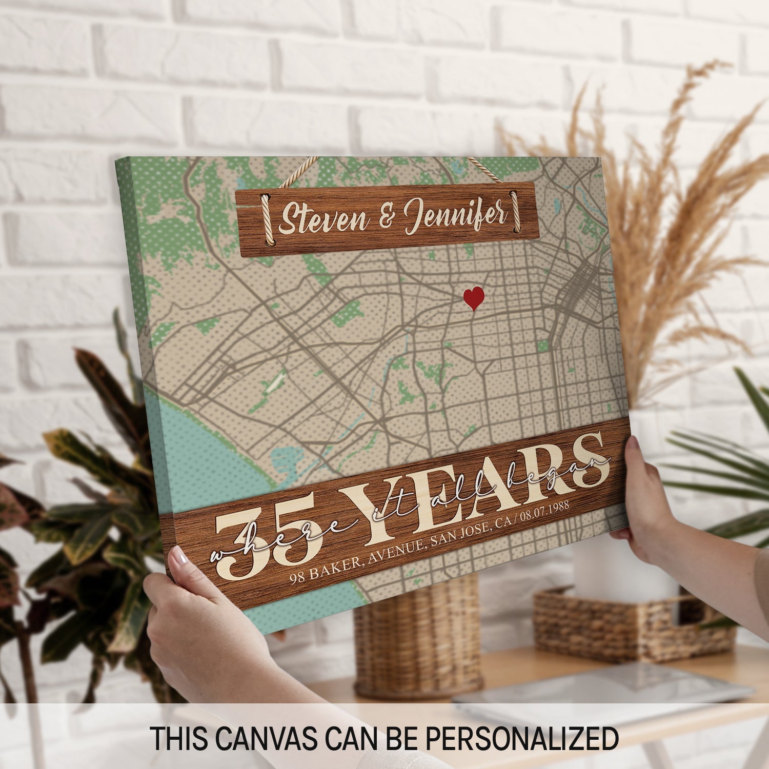 Where It All Began 35th Year - Personalized 35 Year Anniversary gift for him for her - Custom Canvas - MyMindfulGifts
