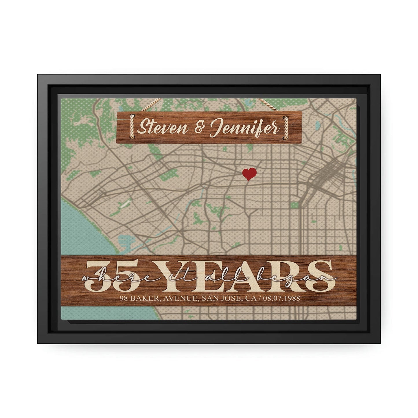 Where It All Began 35th Year - Personalized 35 Year Anniversary gift for him for her - Custom Canvas - MyMindfulGifts