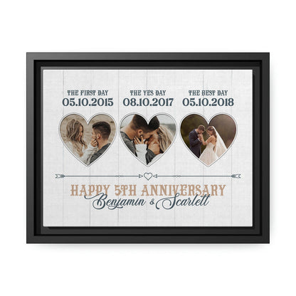 First Day, Yes Day, Best Day 5th Year Photo - Personalized 5 Year Anniversary gift for Husband or Wife - Custom Canvas - MyMindfulGifts