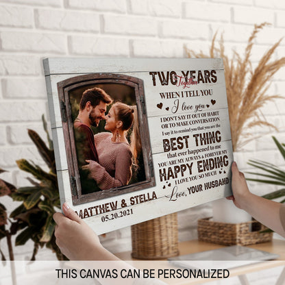 Two Years Together - Personalized 2 Year Anniversary gift for Wife - Custom Canvas - MyMindfulGifts