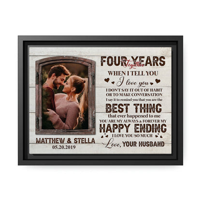 Four Years Together - Personalized 4 Year Anniversary gift for Wife - Custom Canvas - MyMindfulGifts