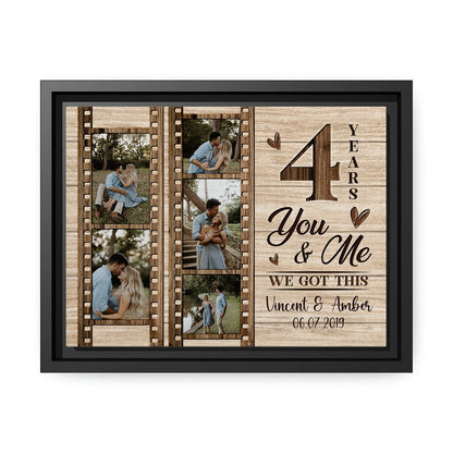 You & Me 4 Years - Personalized 4 Year Anniversary gift for Husband or Wife - Custom Canvas - MyMindfulGifts