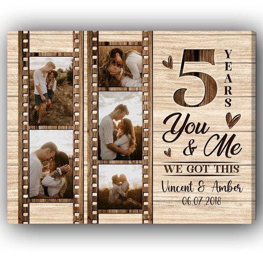 You & Me 5 Years - Personalized 5 Year Anniversary gift for Husband or Wife - Custom Canvas - MyMindfulGifts