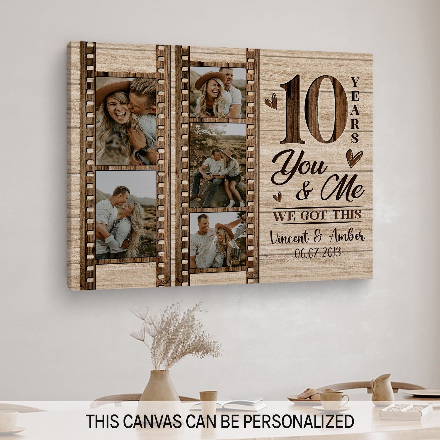 You & Me 10 Years - Personalized 10 Year Anniversary gift for Husband or Wife - Custom Canvas - MyMindfulGifts